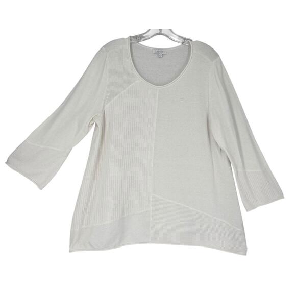 Habitat Textured Cotton Tunic Sweater White Large Womens Lagenlook Boho Relaxed - Picture 1 of 8